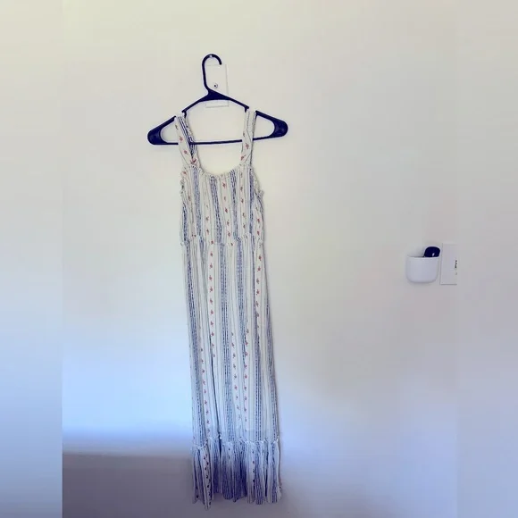 urban outfitters blue and white striped dress Urban Outfitters Blue Navy Pinstriped Pleat Skirt Mini Dress UK M